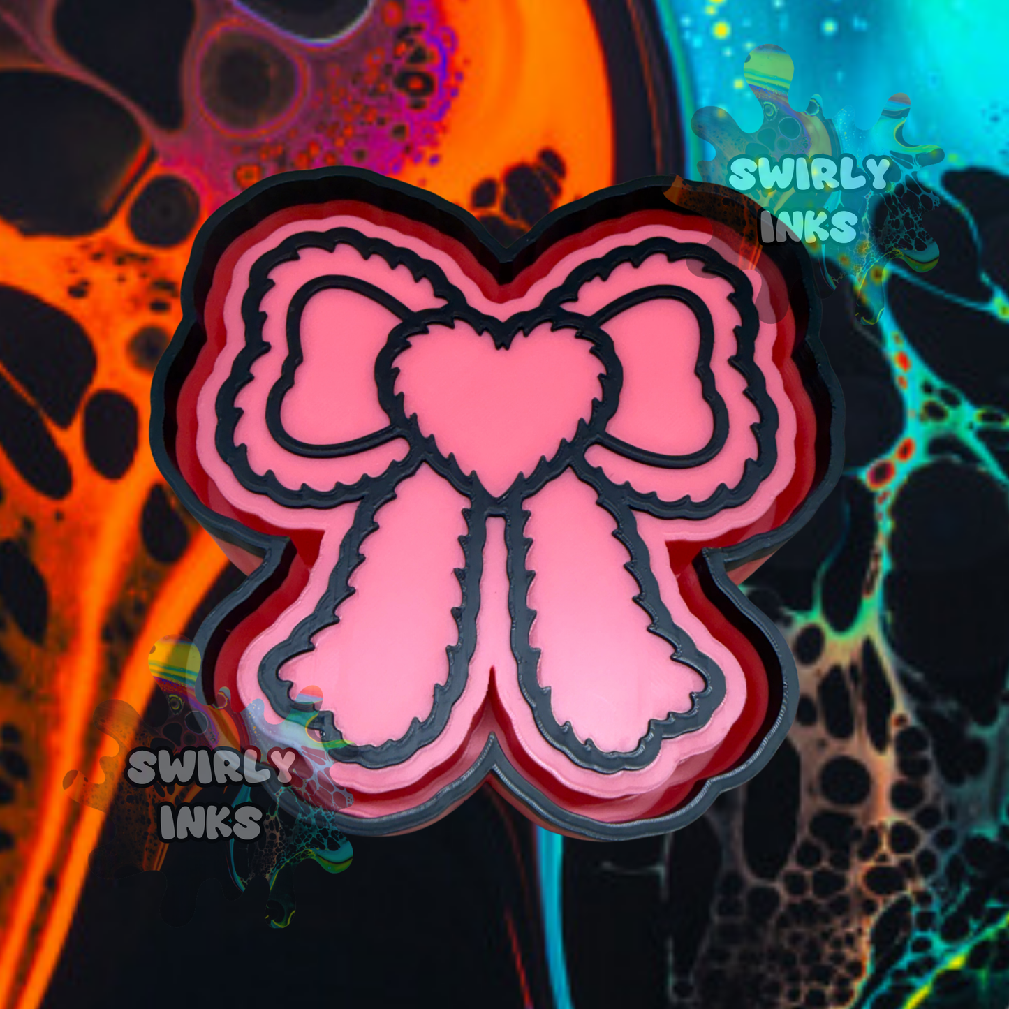 Fuzzy Heart Bow Freshie Mold