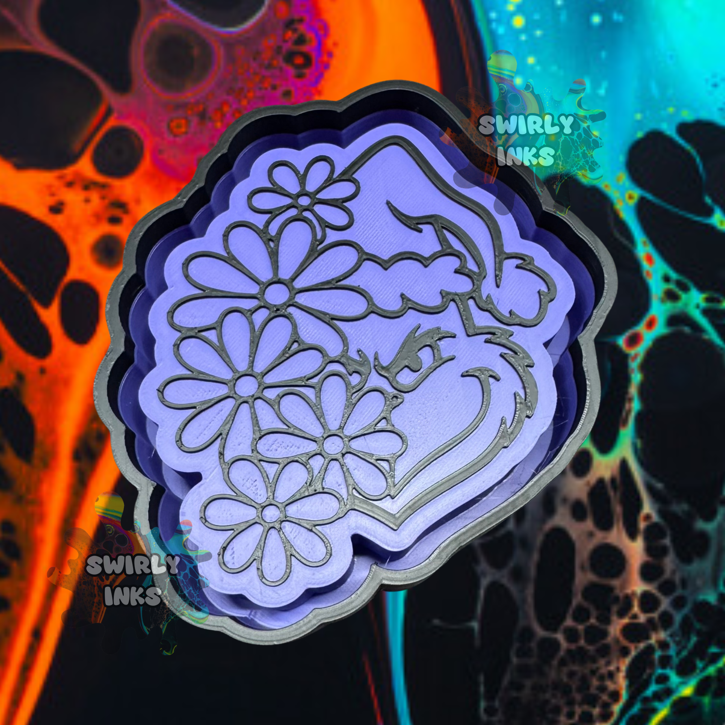 Grinchy Face with Flowers Freshie Mold
