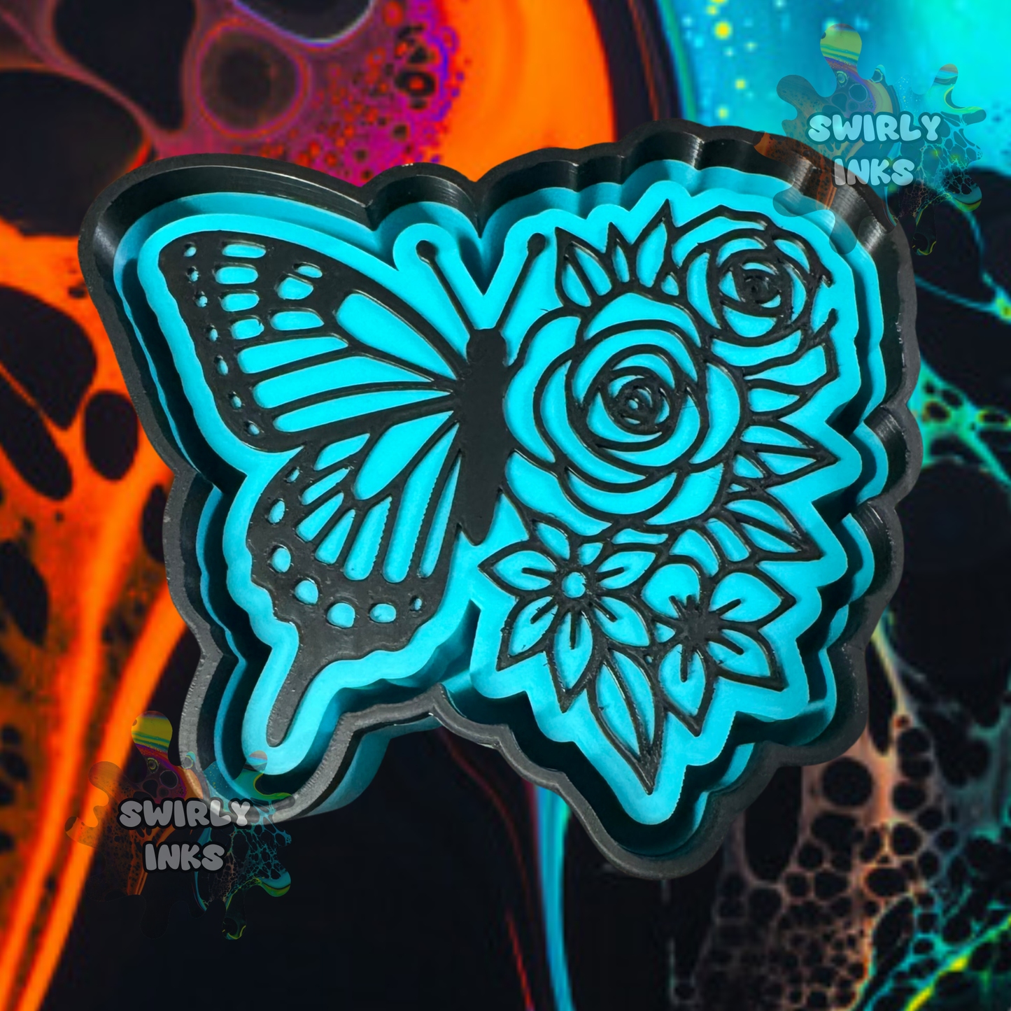 Half Butterfly with Flowers Freshie Mold