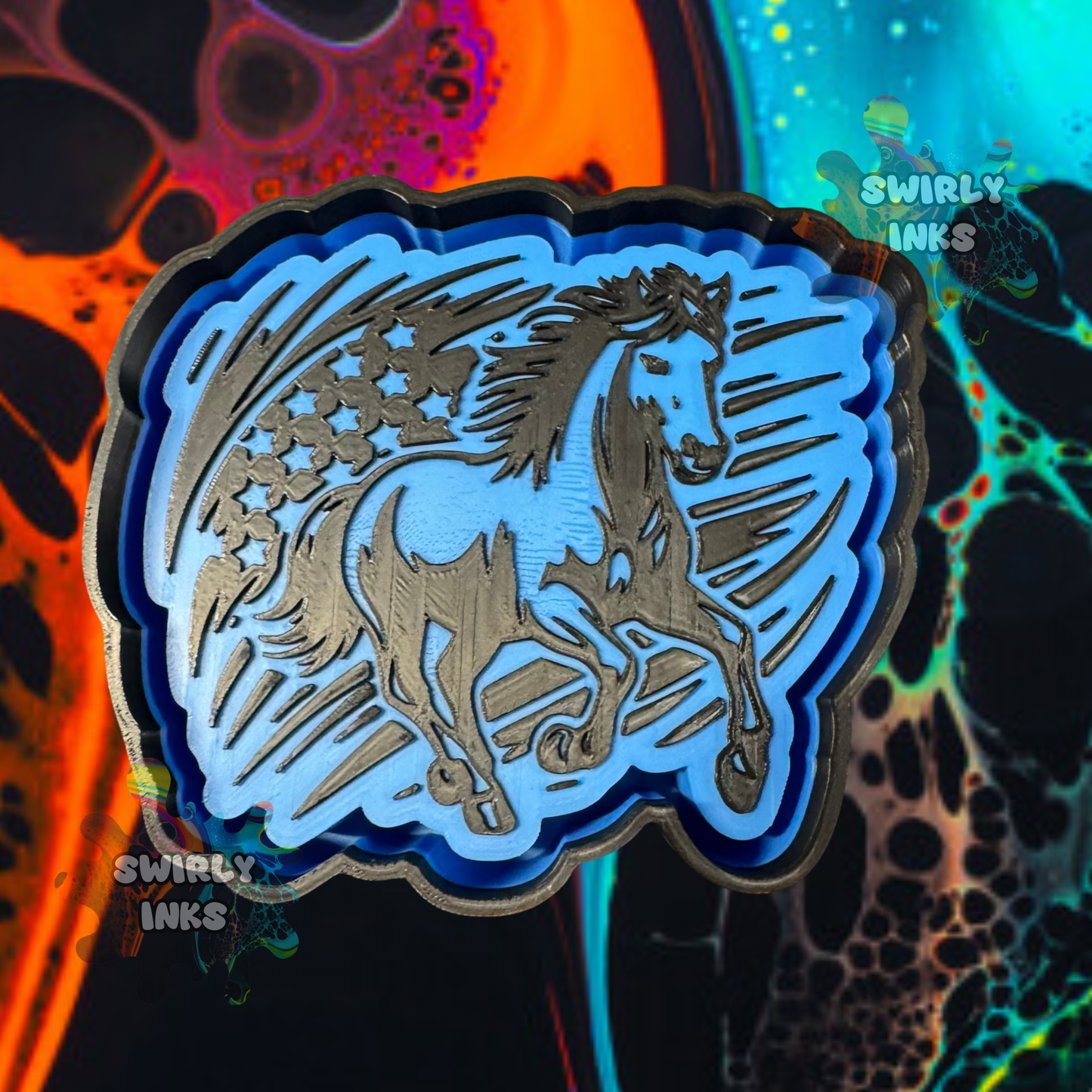 Horse with Flag Freshie Mold