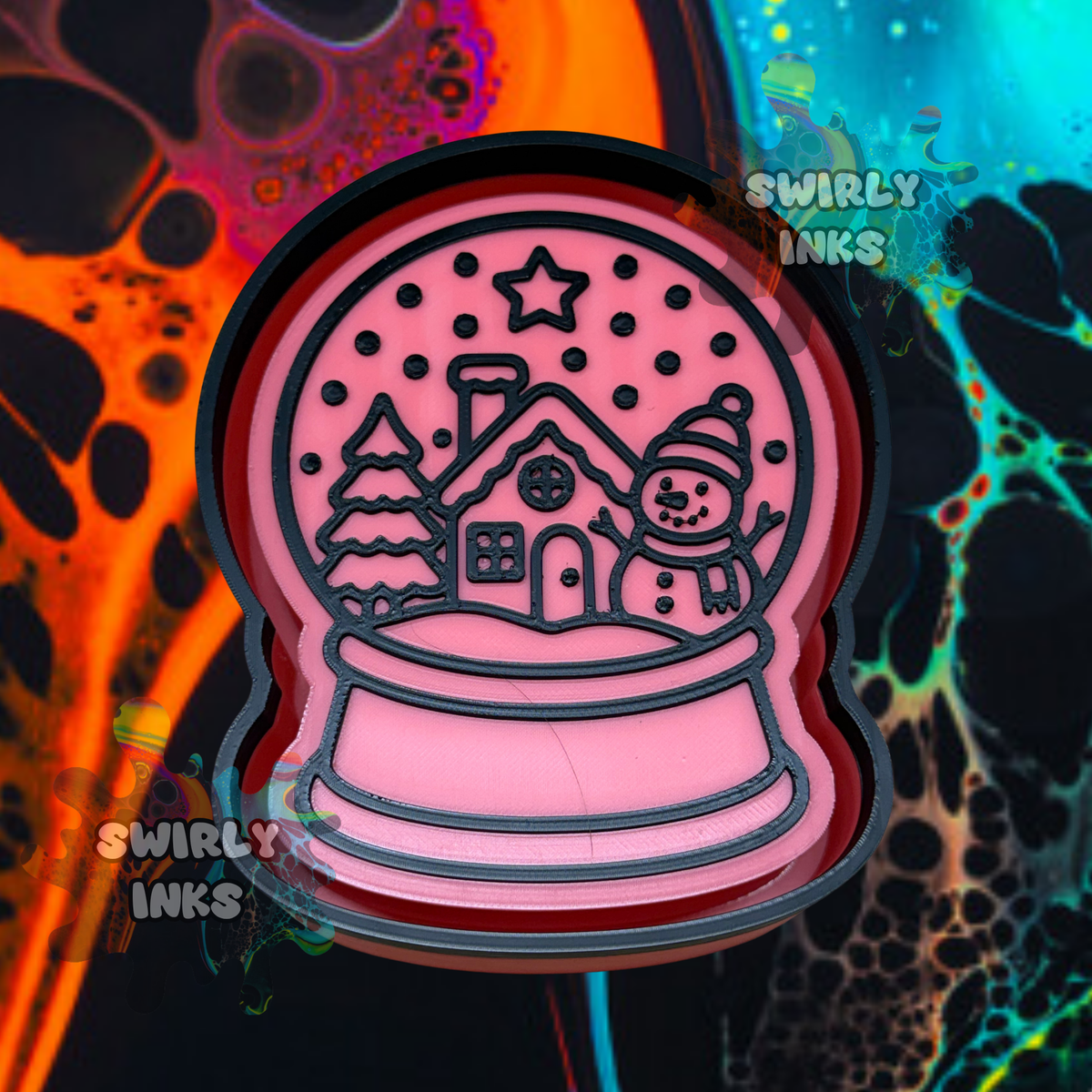 House & Snowman Snow Globe Freshie Mold