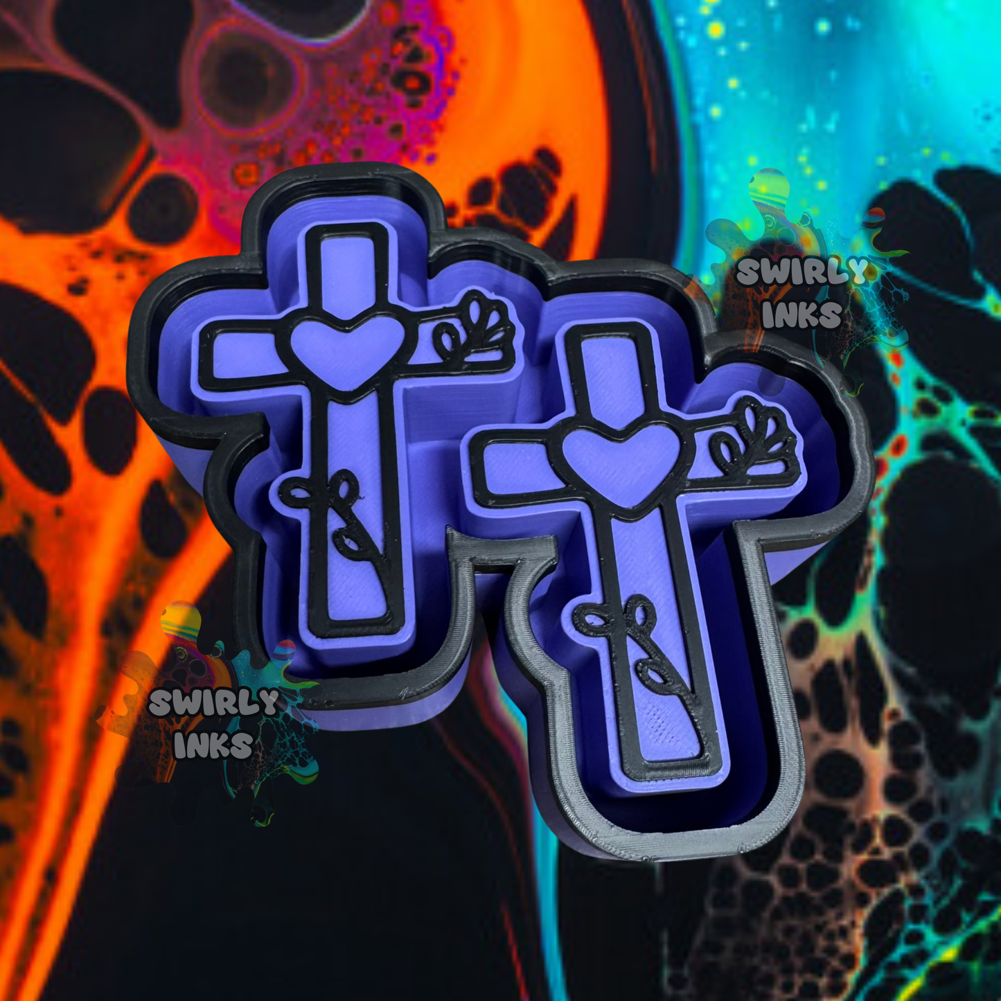 Cross with Heart Vent Freshie Mold