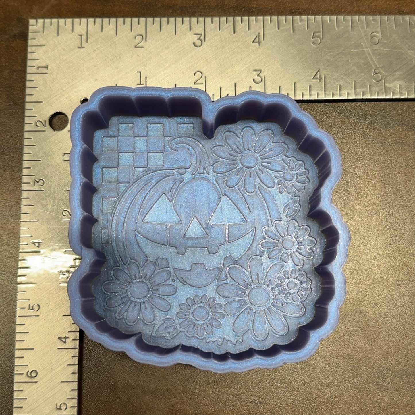 Checkered Pumpkin with Flowers De-Stash Freshie Mold