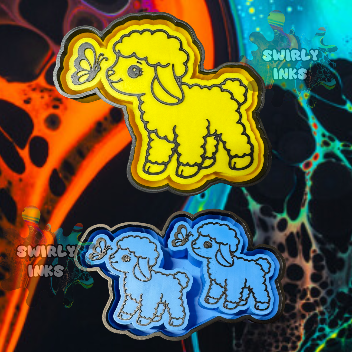 Lamb with Butterfly Set Freshie Mold