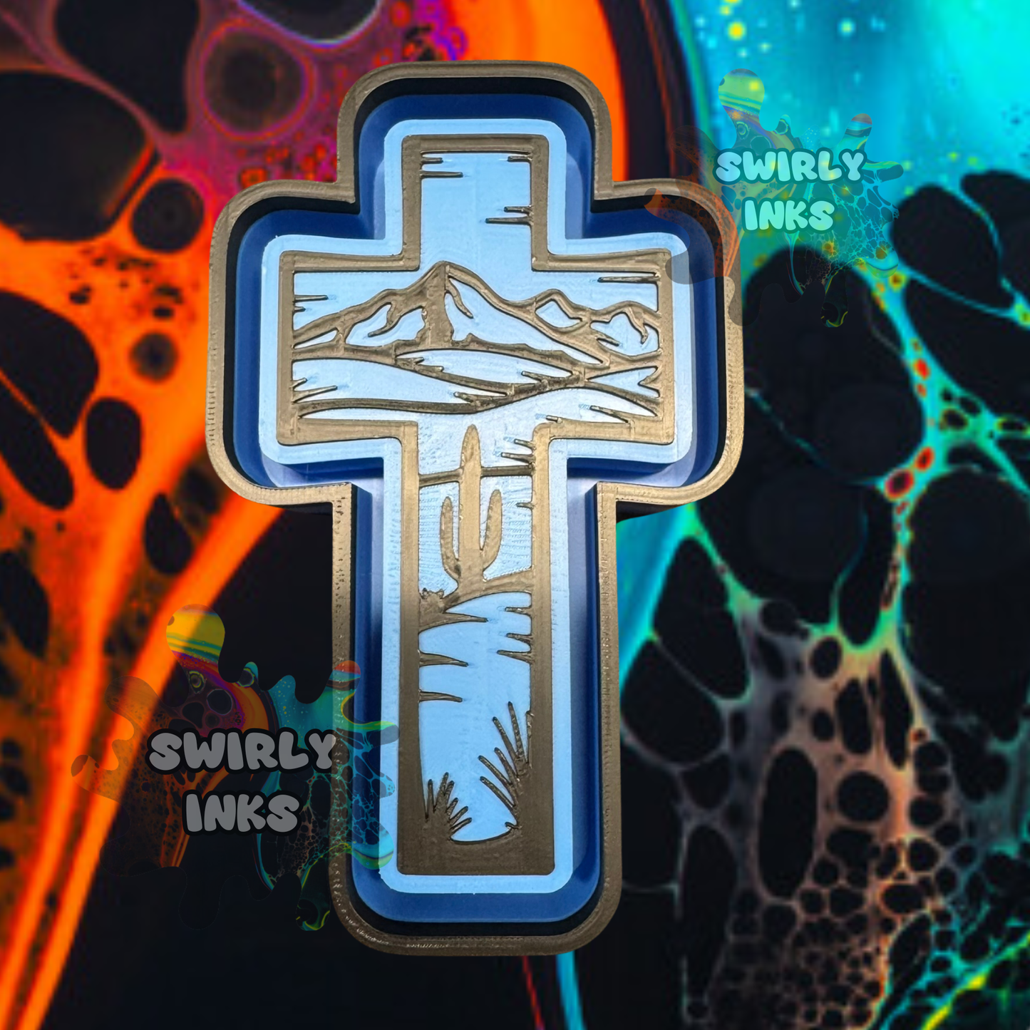 Mountain Cactus Cross Freshie Mold