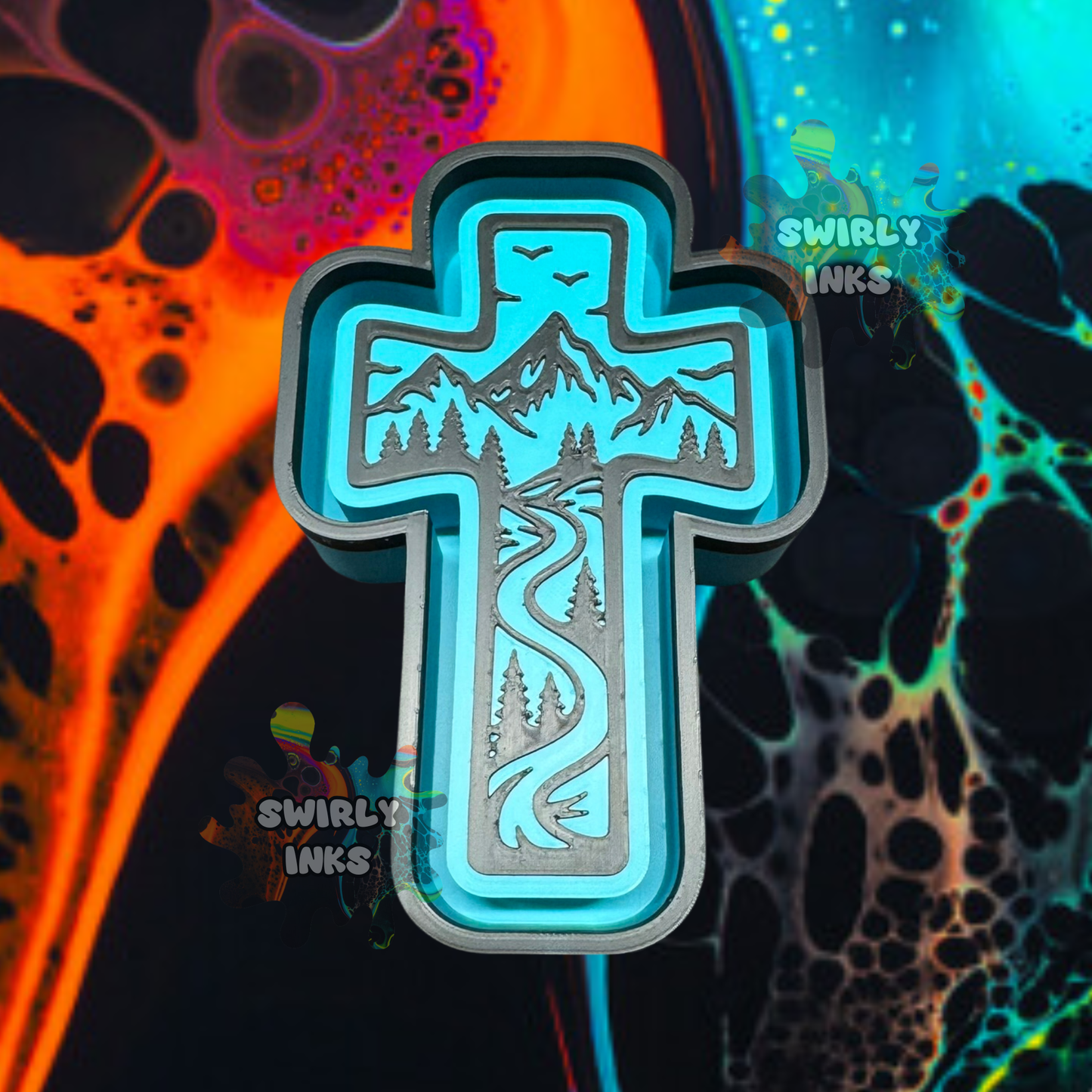 Mountains & River Cross Freshie Mold