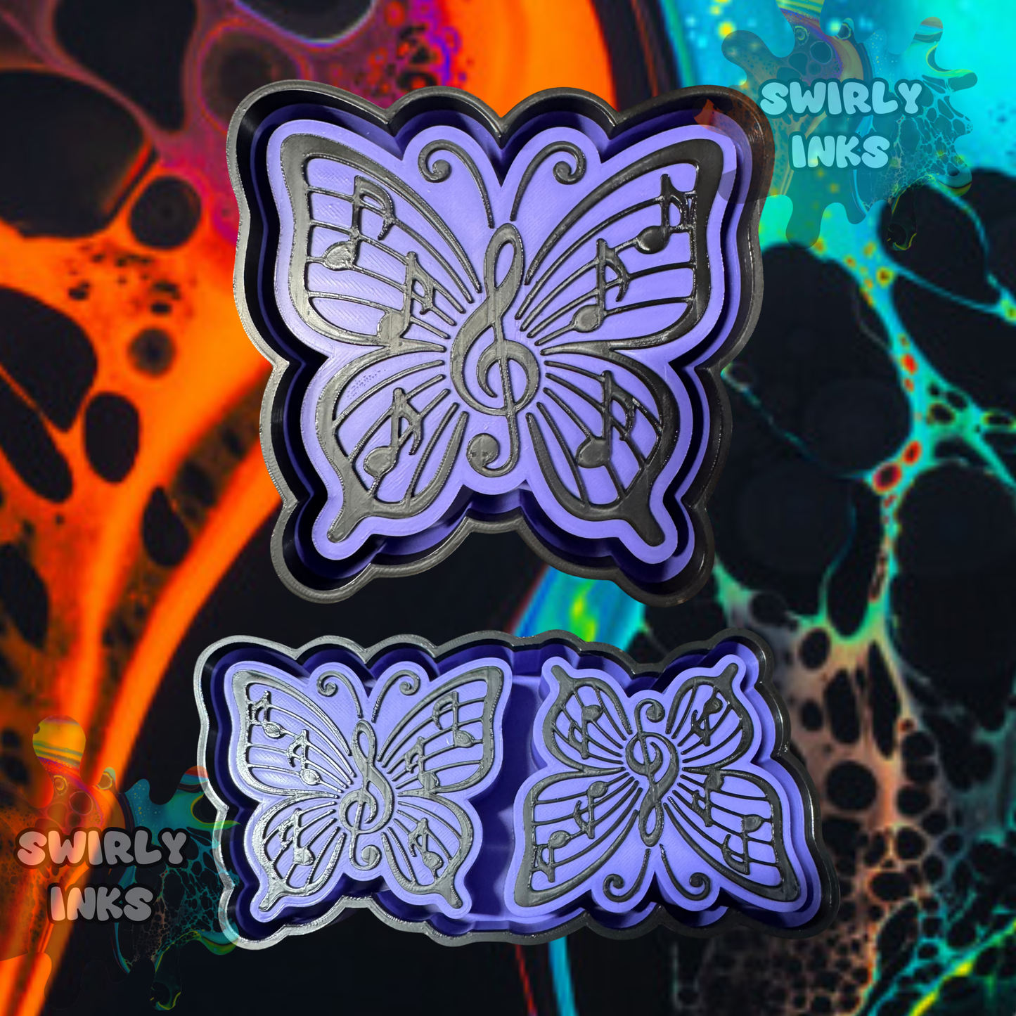 Music Notes Butterfly Set Freshie Mold