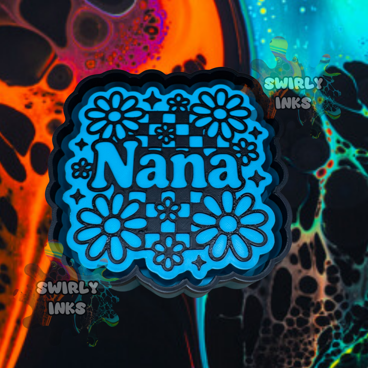 Nana Checkered with Flowers Freshie Mold