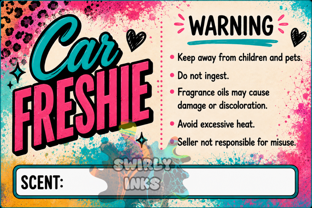Paint Splatter with Leopard Print Freshie Label 3" x 2" (10)