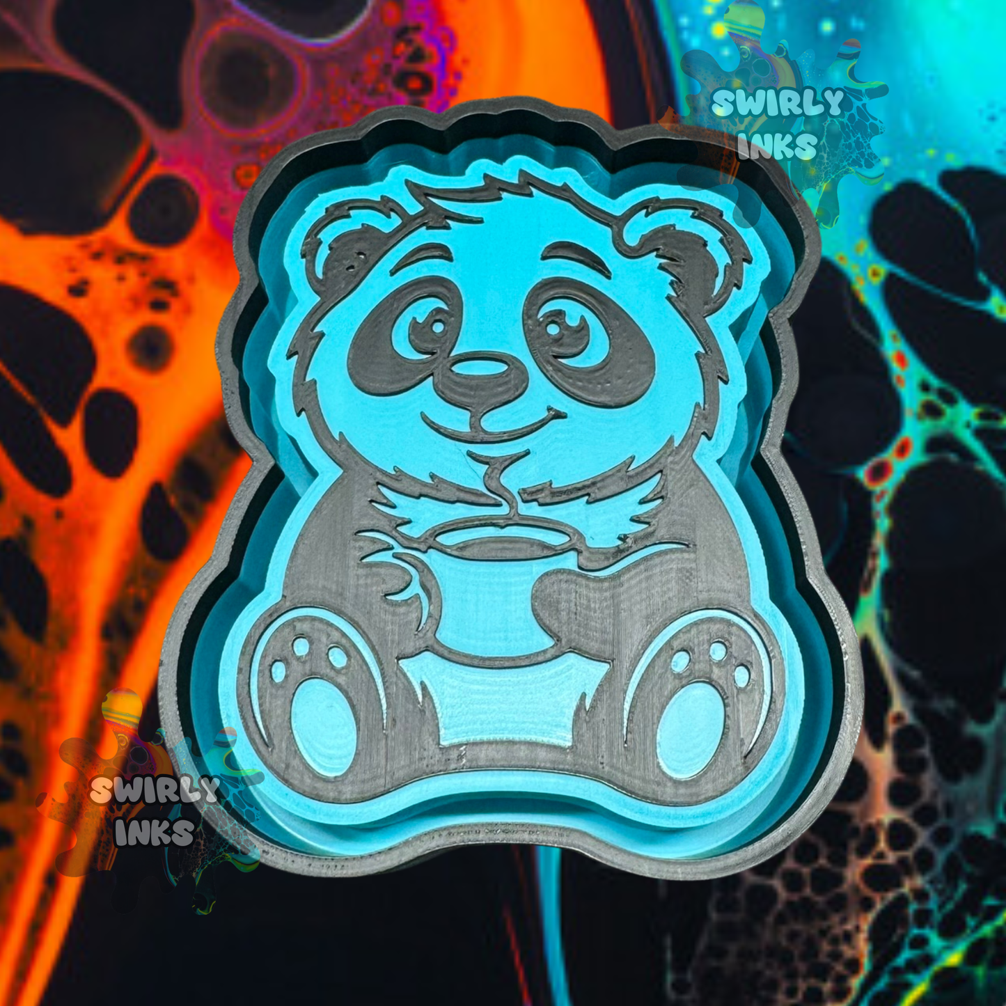 Panda with Coffee Freshie Mold