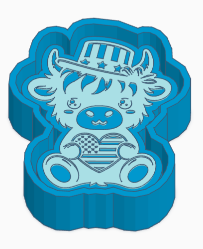 Patriotic Highland Cow Freshie Mold