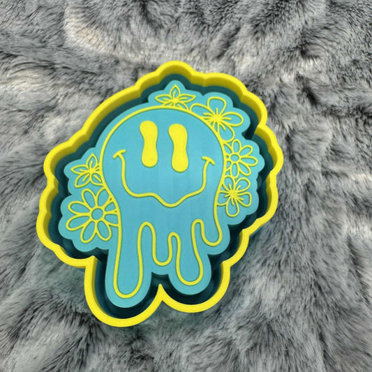 Melted Smiley Face with Flowers Freshie Mold