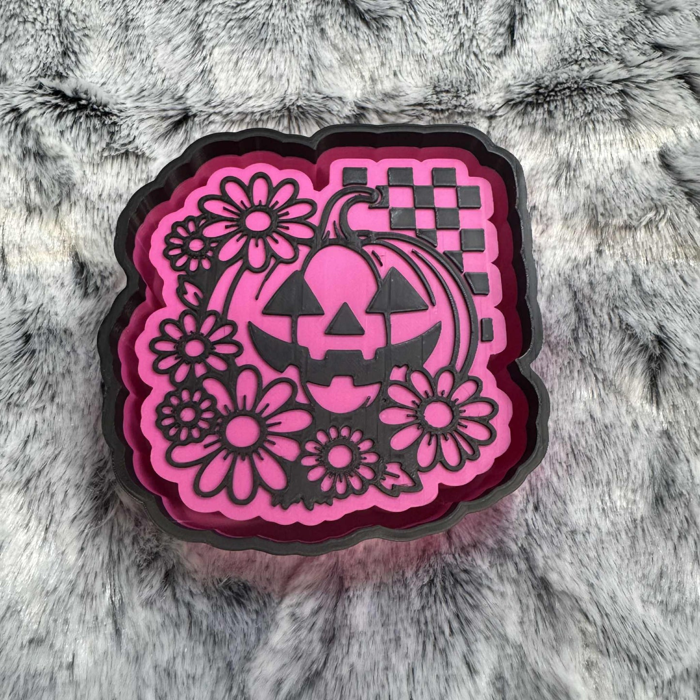 Pumpkin Flowers Checkered Freshie Mold