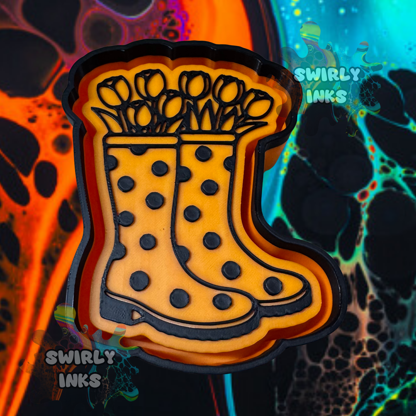 Rainboots with Flowers Freshie Mold