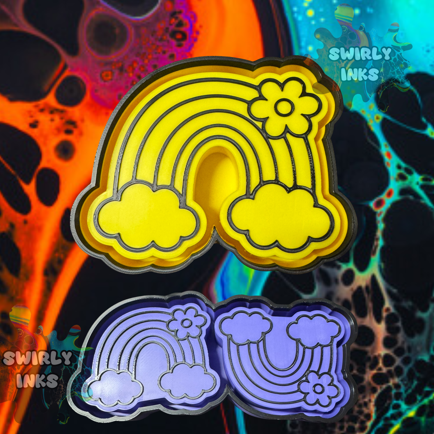 Rainbow with Flower Set Freshie Mold