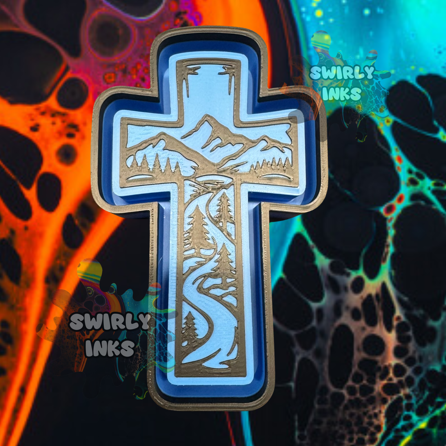 River Forest Mountain Cross Freshie Mold