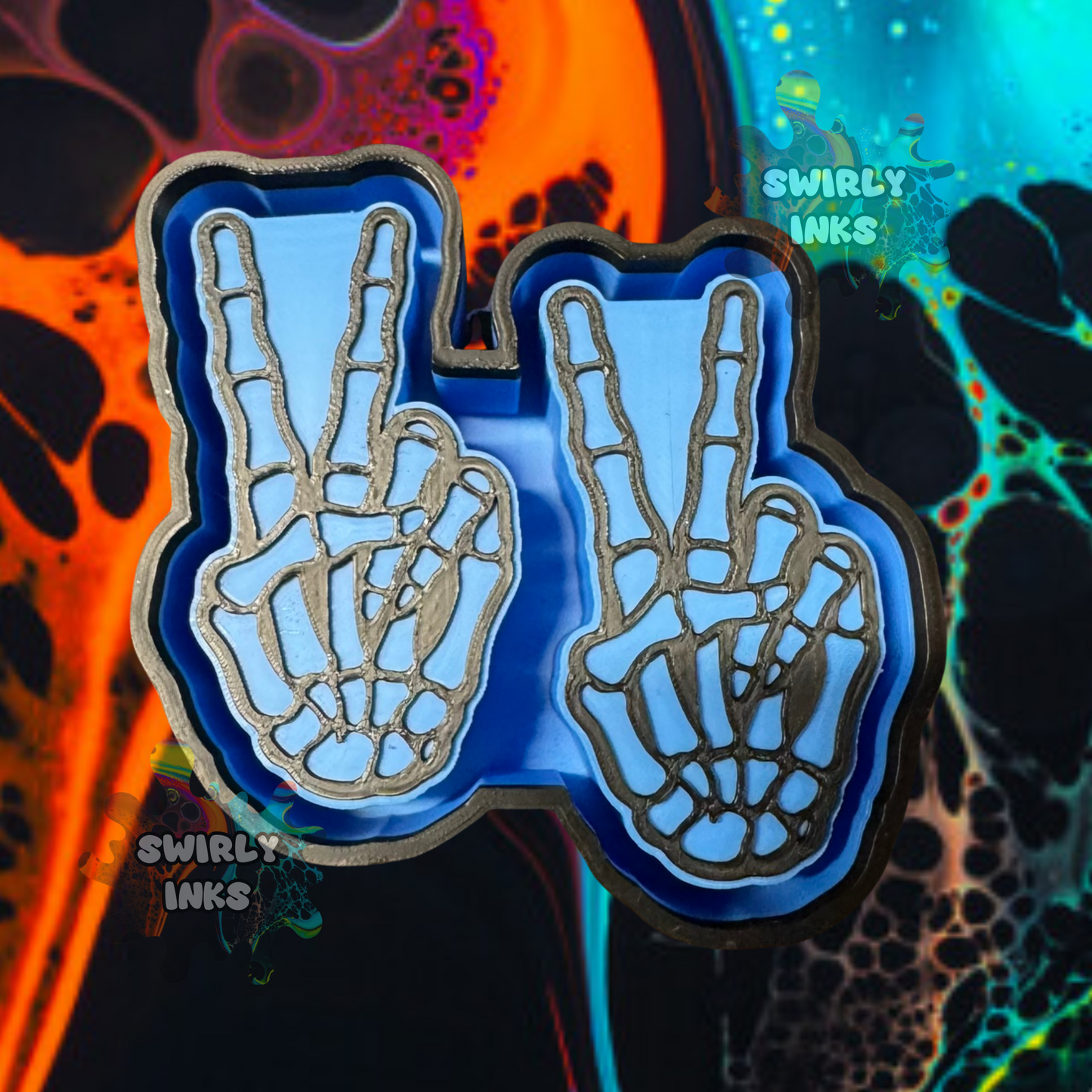 Skeleton Peace Hand Vent Freshie Mold