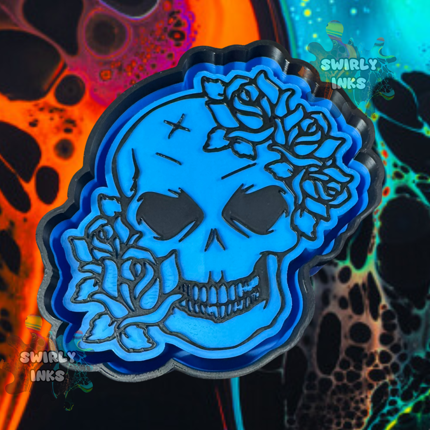 Skull with Flowers Freshie Mold