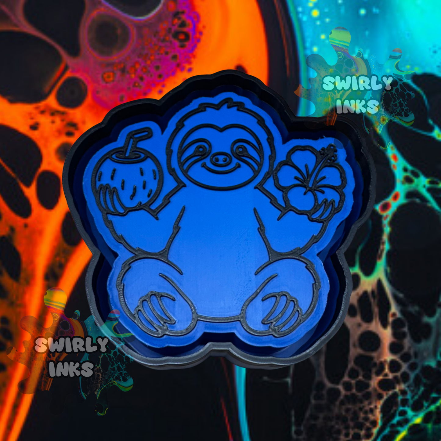 Sloth with Coconut & Hibiscus Freshie Mold