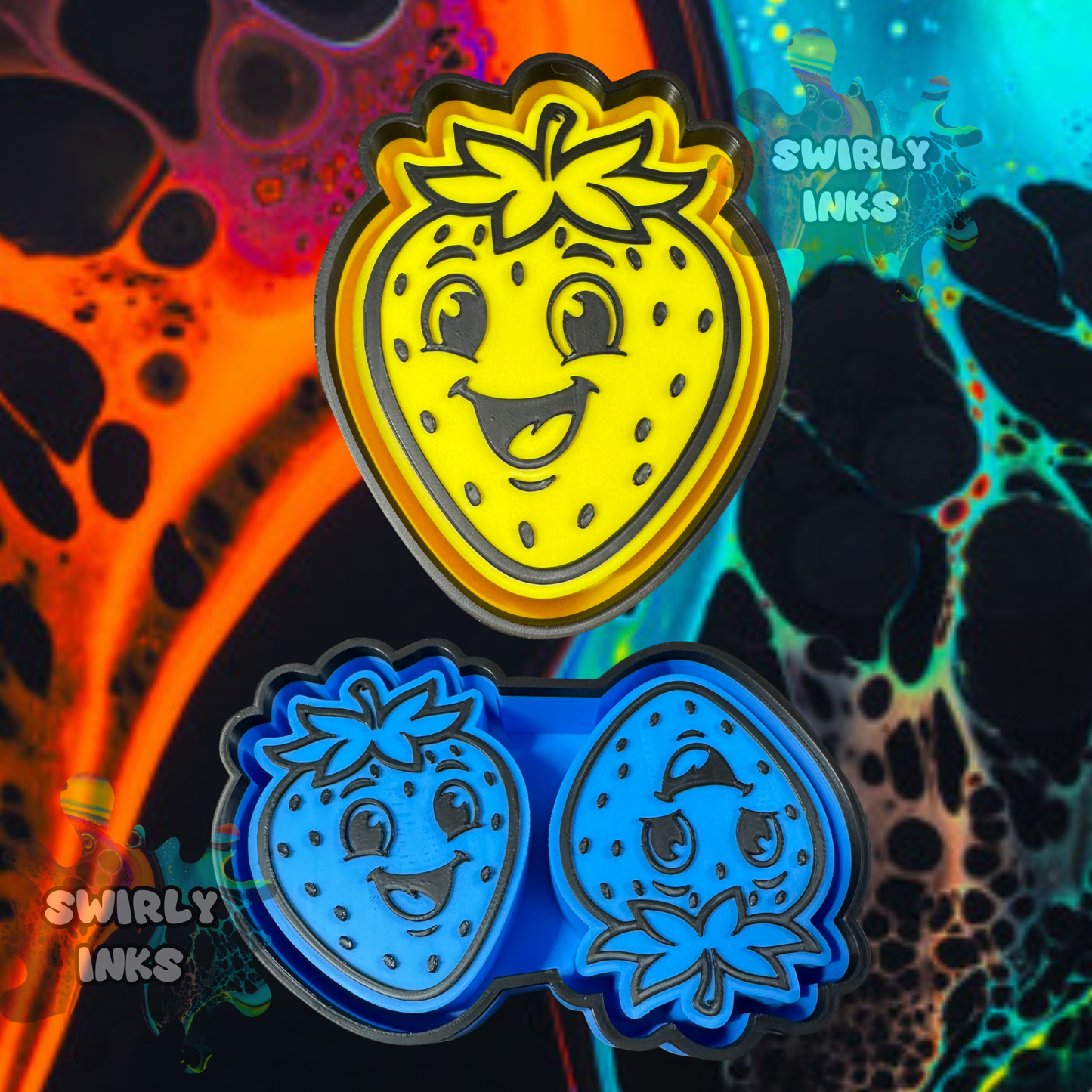 Strawberry with Face Set Freshie Mold