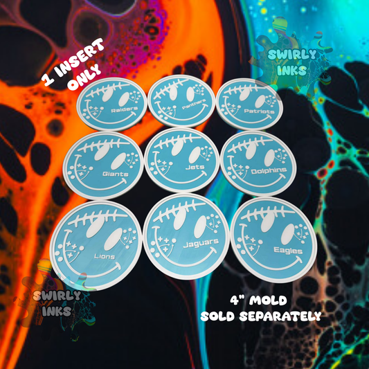 Football Teams Smiley Face 4” Round Freshie Mold Insert