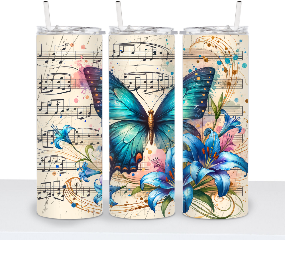 Vintage Butterfly with Music Sheets