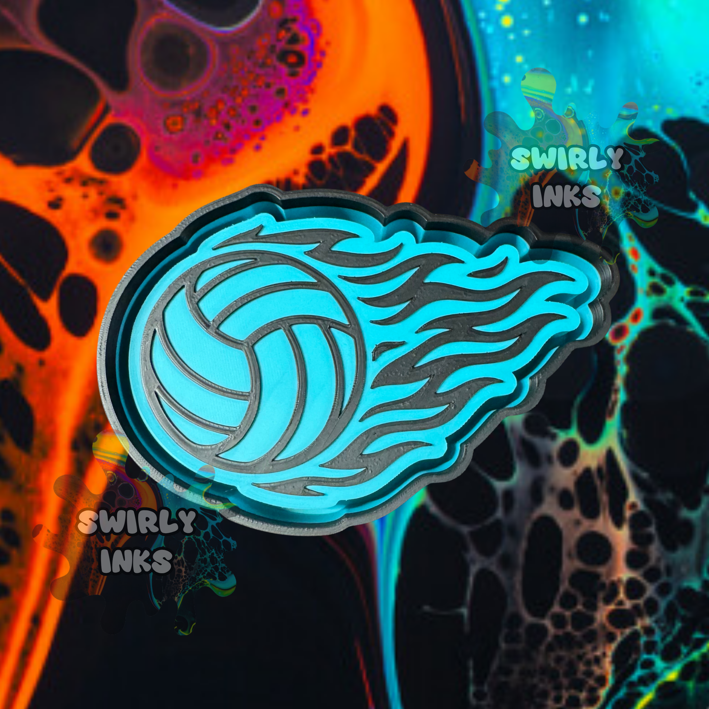 Volleyball with Flames Freshie Mold