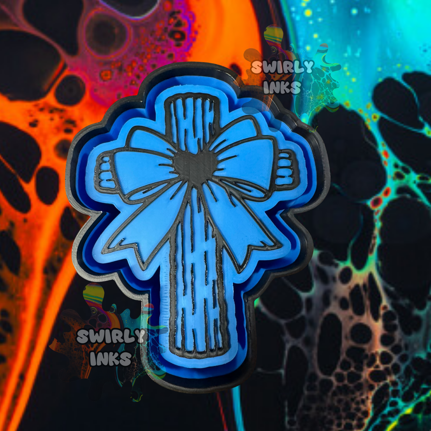 Wooden Cross with Bow Freshie Mold