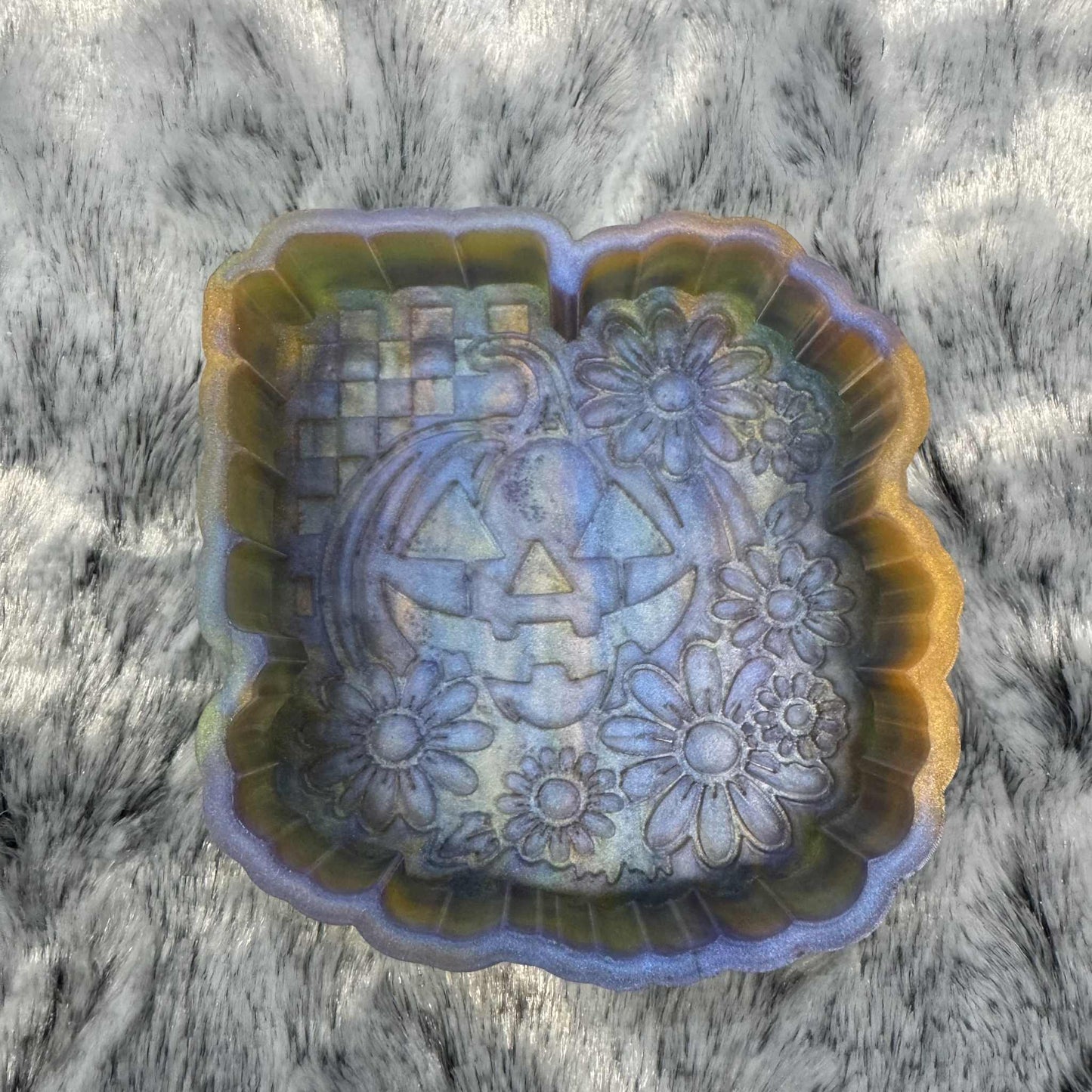 Pumpkin Flowers Checkered Freshie Mold