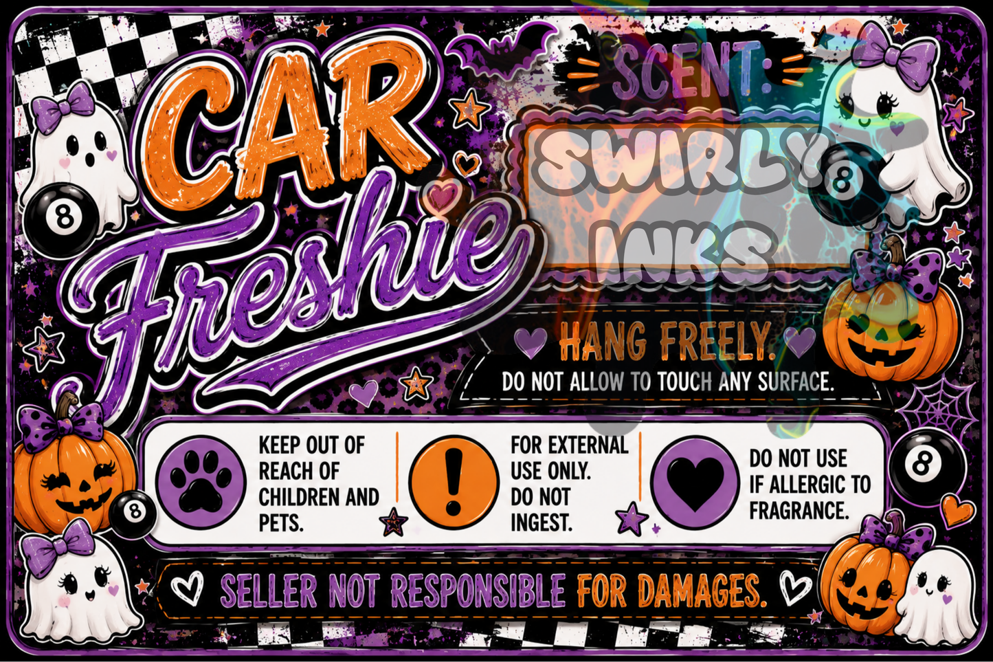Purple Halloween Freshie Label 3" x 2"  (10)