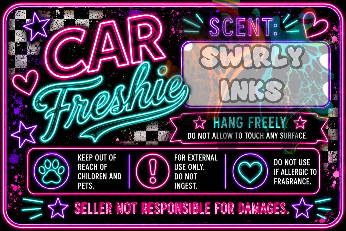 Neon Freshie Label 3" x 2"  (10)