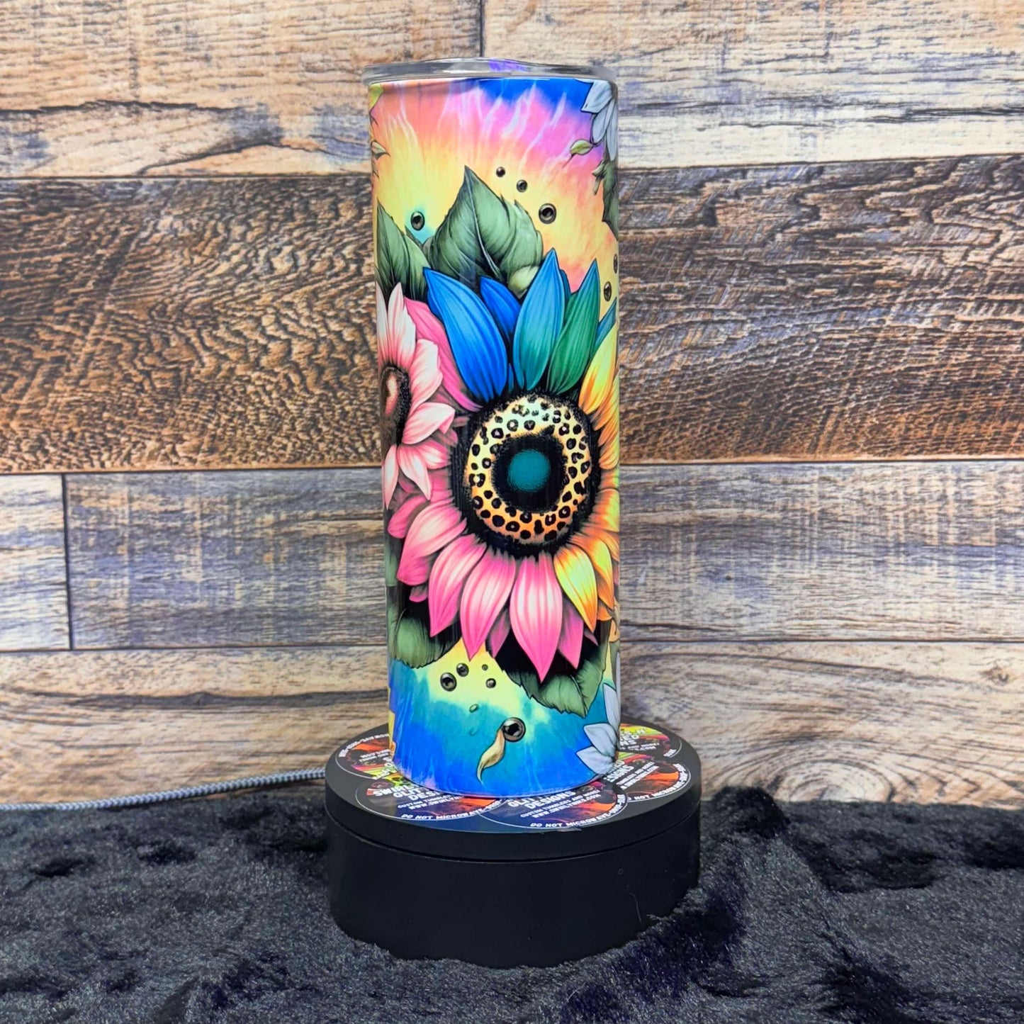 Neon Sunflower (#5) Tumbler - Black light Activated Ink.