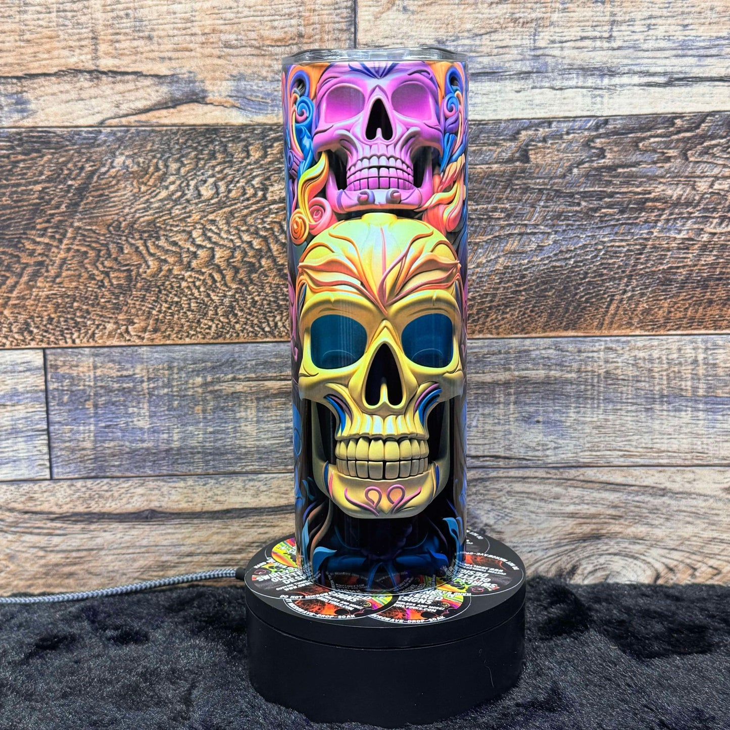 3D Skull (#4) Tumbler - Black light Activated Ink