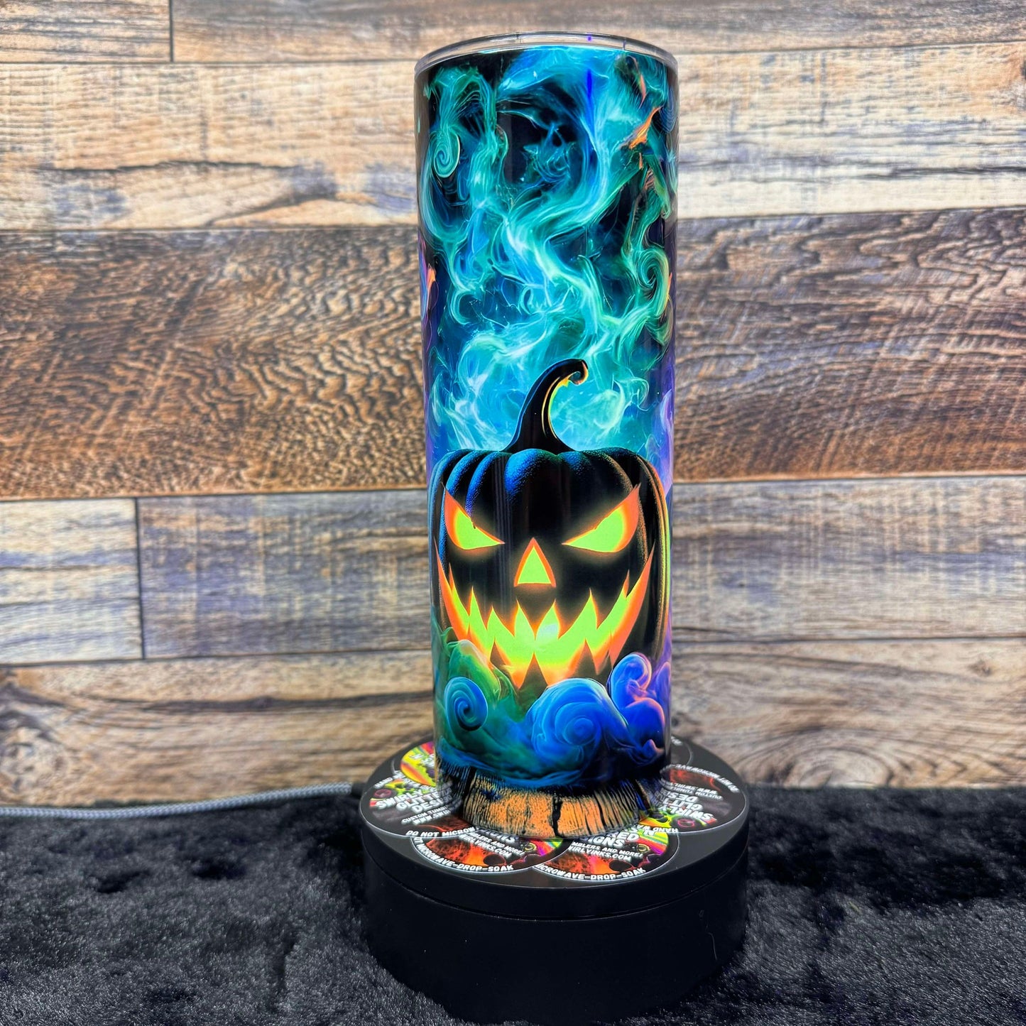 Spooky Pumpkins Tumbler - Black light Activated Ink.