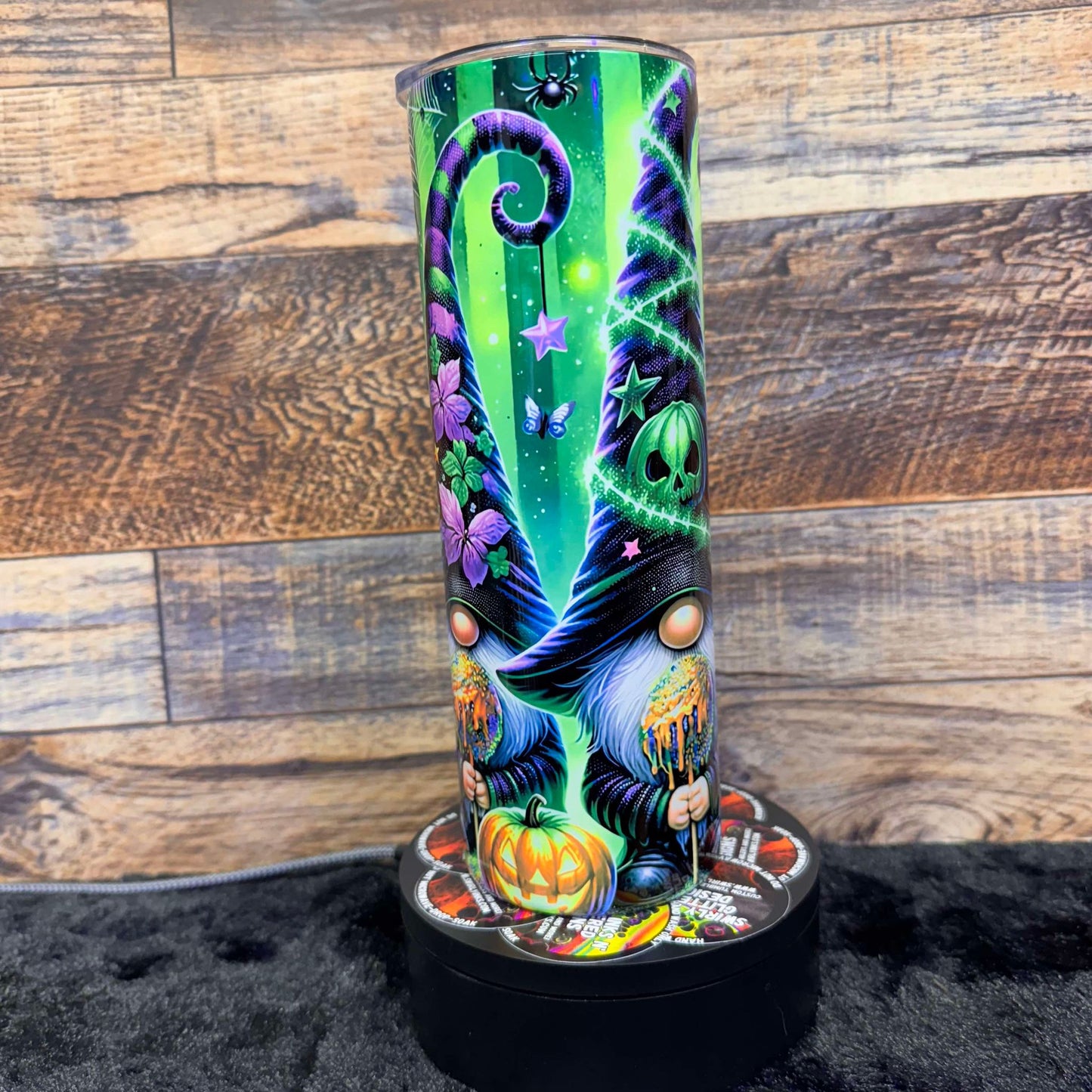 Halloween Gnome (#8) Tumbler - Black light Activated Ink.