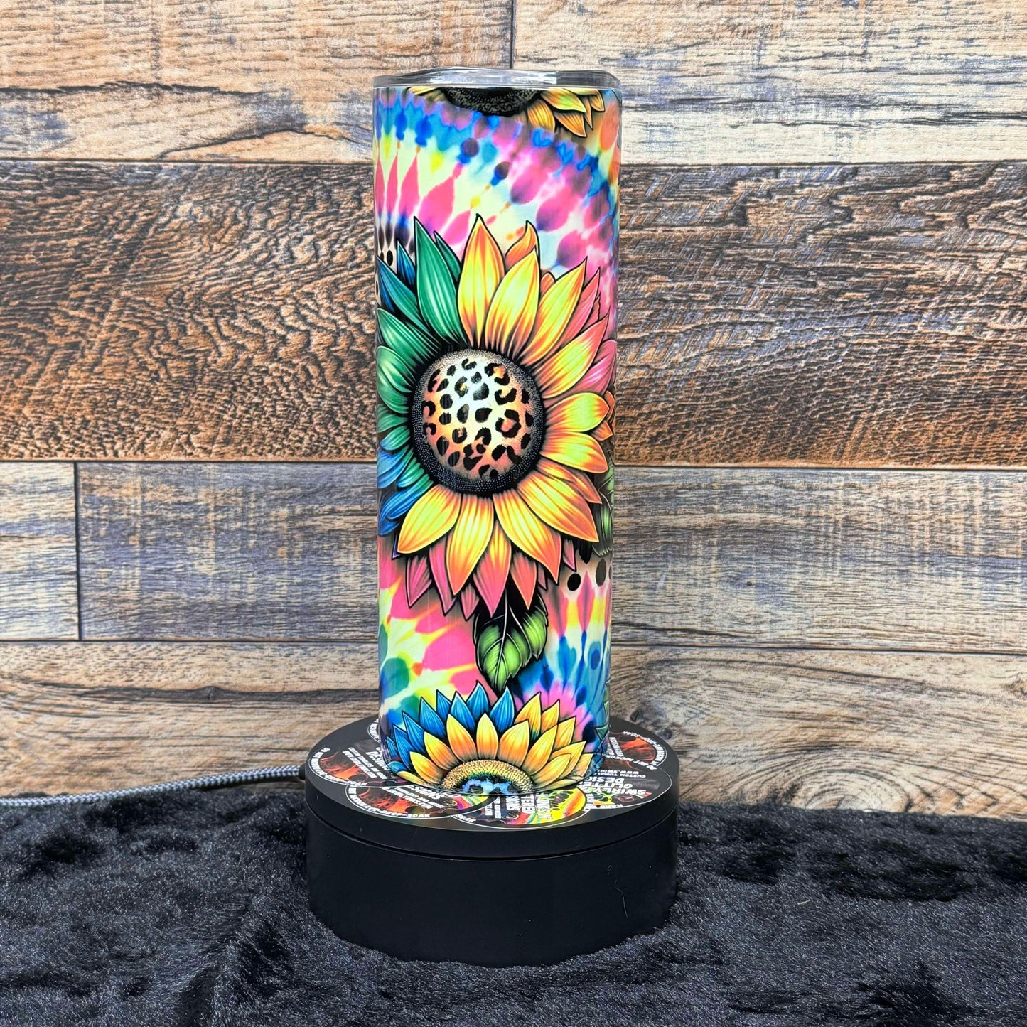 Neon Sunflower (#4) Tumbler - Black light Activated Ink.