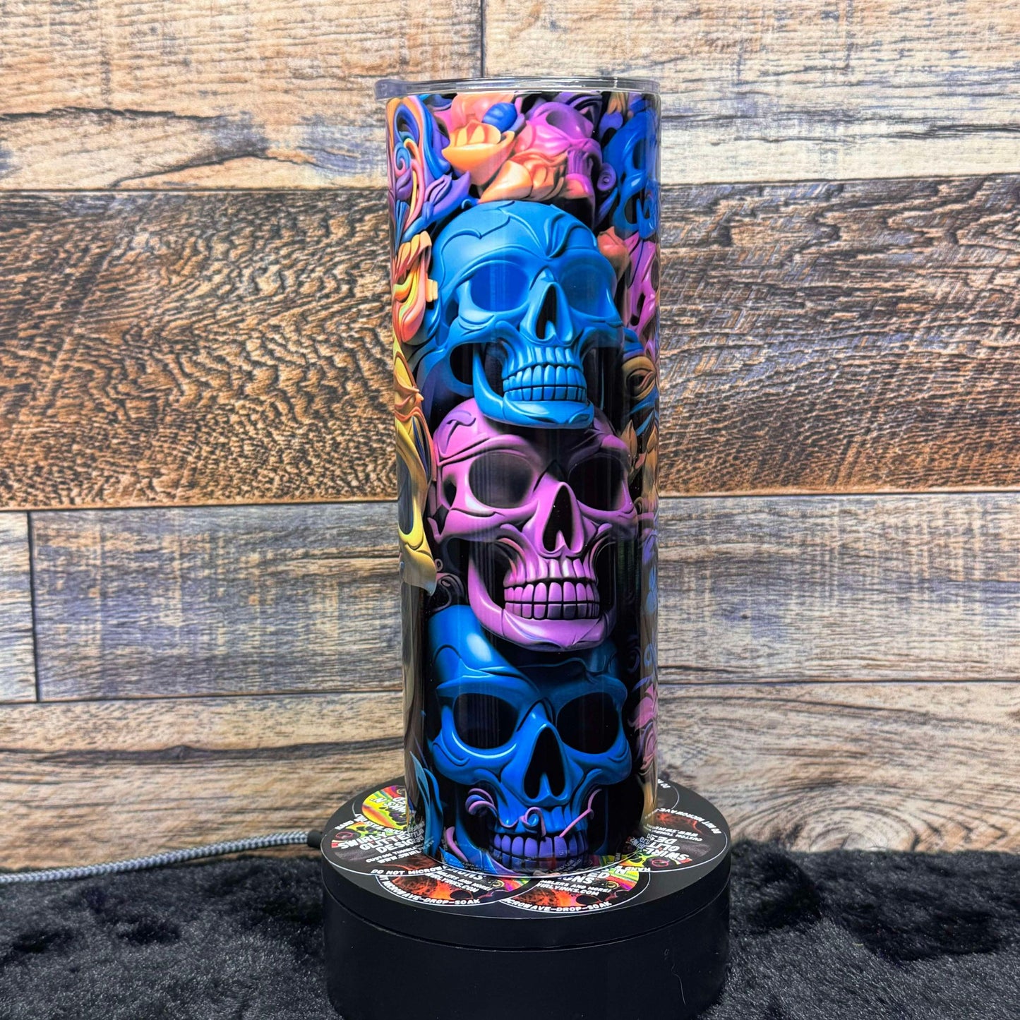 3D Skull (#4) Tumbler - Black light Activated Ink