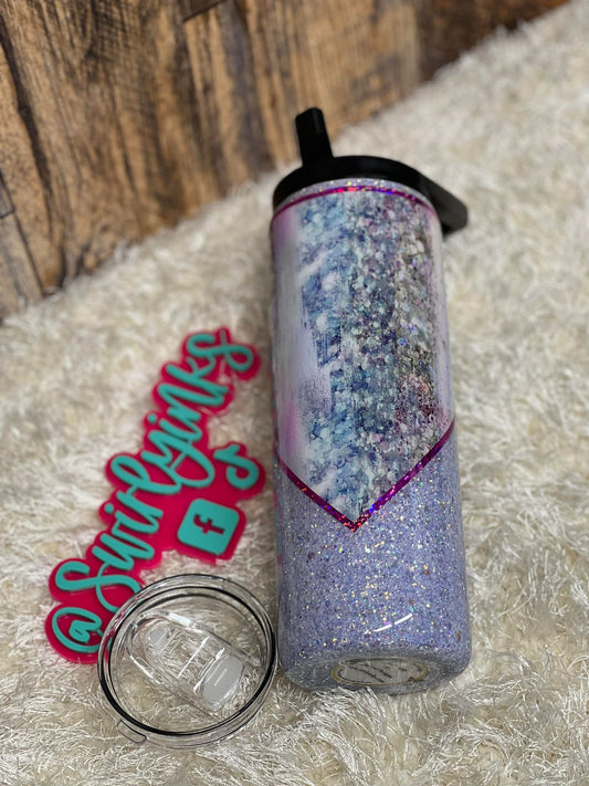 20oz Glitter Stripes with Purple Glitter Tumbler