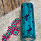 20oz Fairy Peek-a-boo Purple Glitter under Teal Wood Grain Tumbler