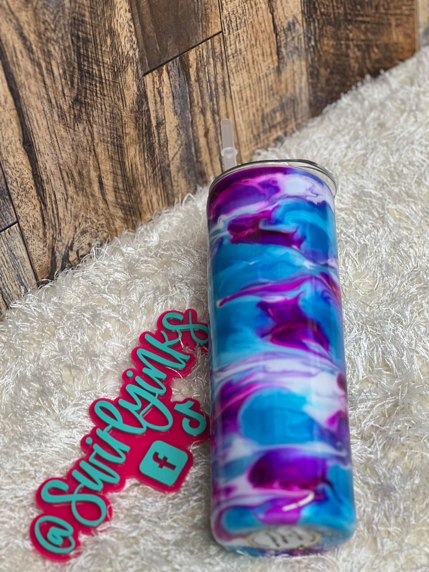 20oz Purple, Blue Pink & White Swirl Tumbler