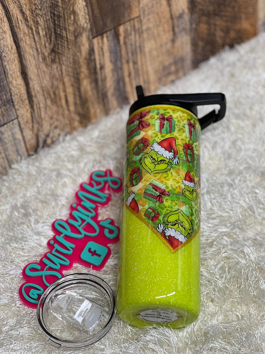 20oz Grinch with Green Glitter Tumbler