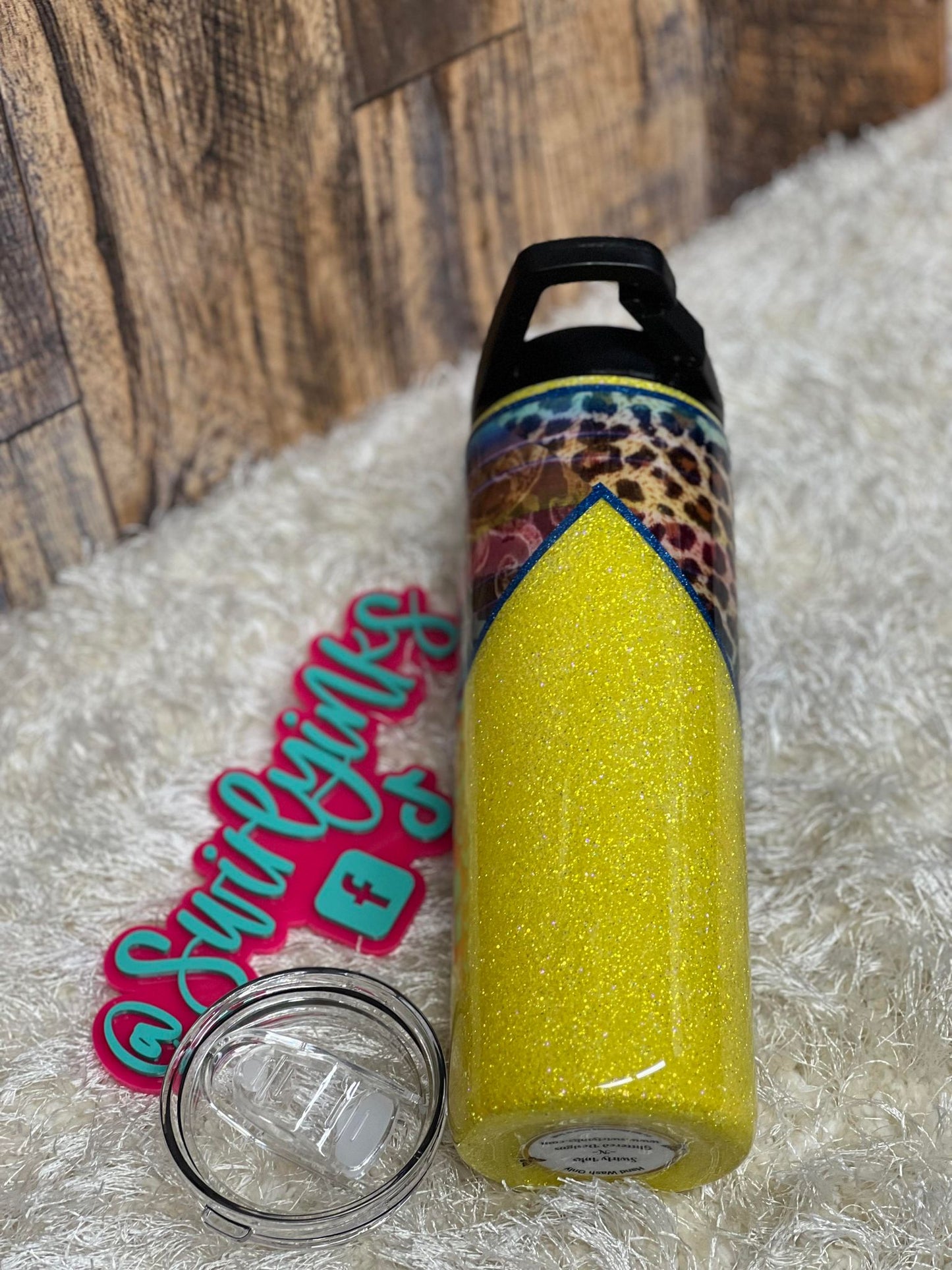 20oz Serape Animal Print with Yellow Glitter Tumbler