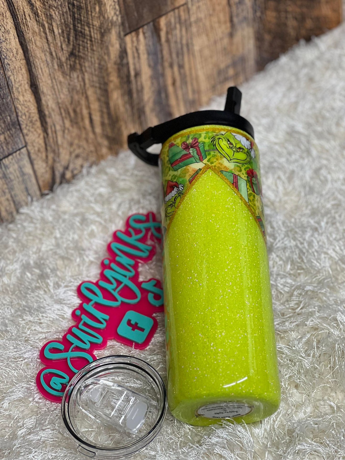 20oz Grinch with Green Glitter Tumbler