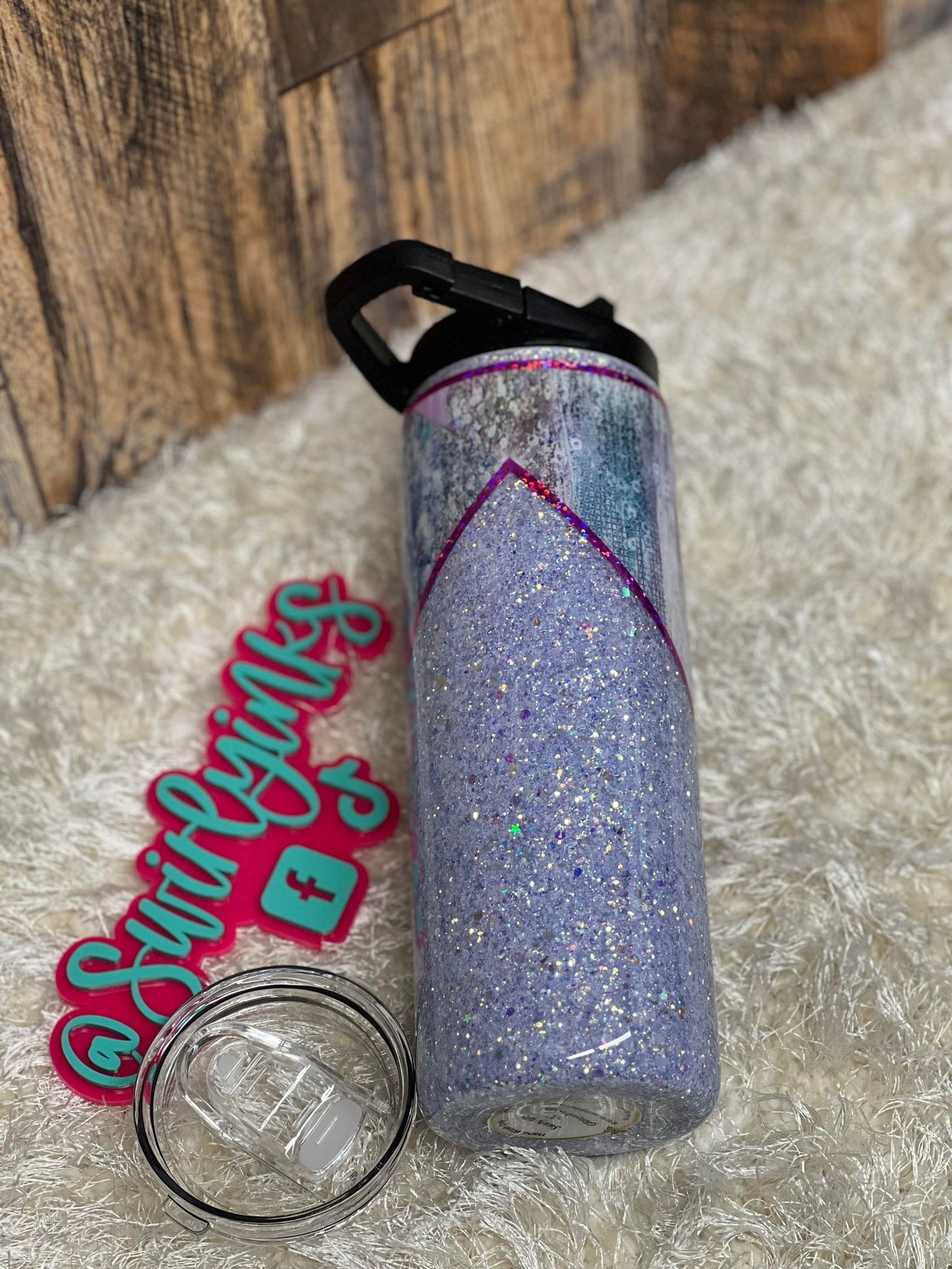 20oz Glitter Stripes with Purple Glitter Tumbler