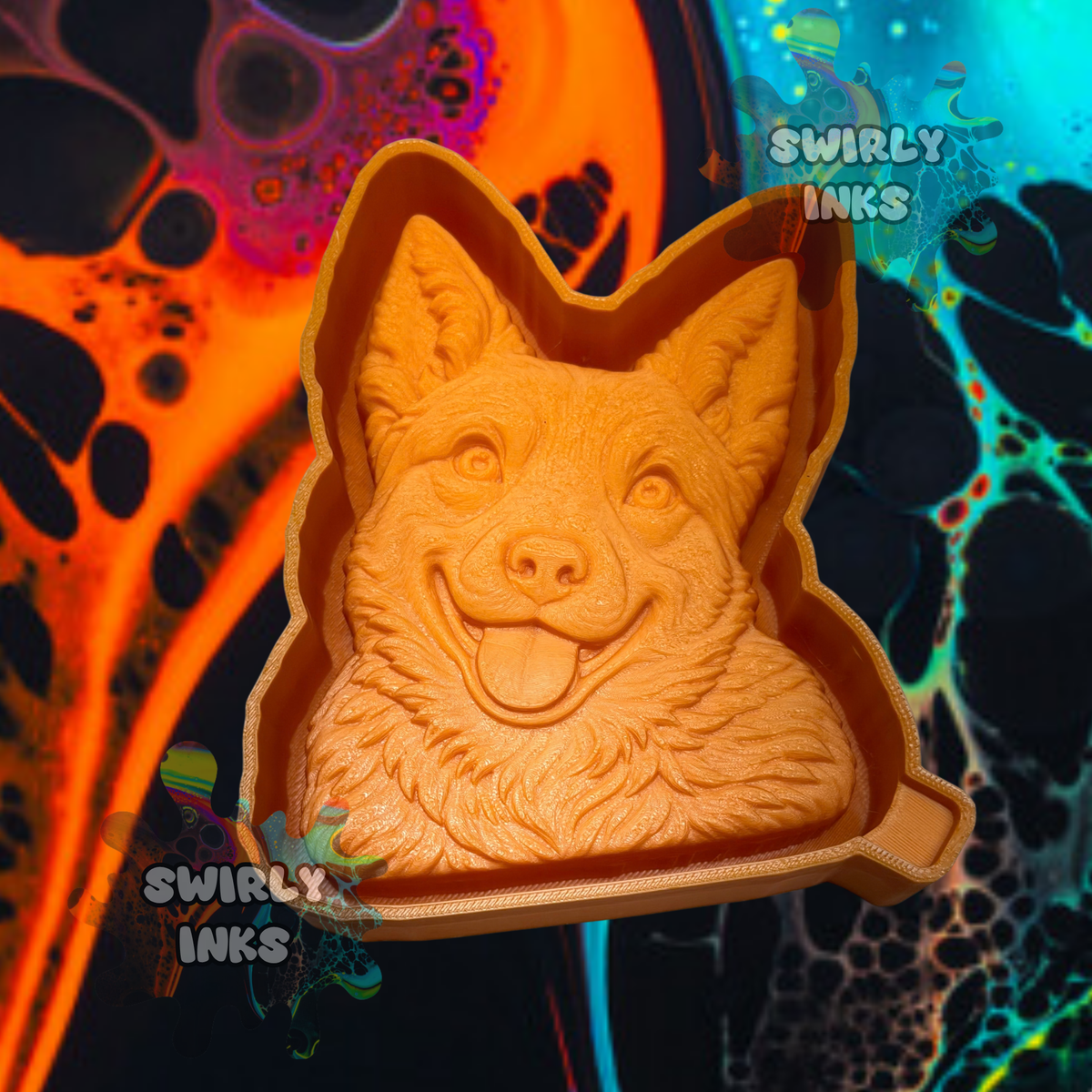 3D Blue Heeler Dog Head Freshie Mold