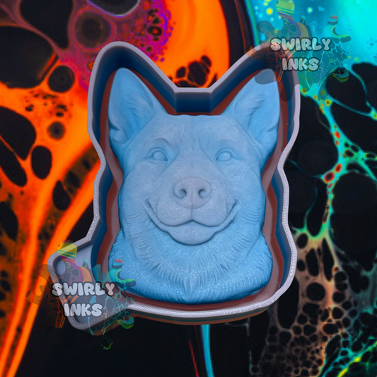 3D Blue Heeler Head Freshie Mold