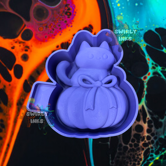 3D Cat on Pumpkin Freshie Mold