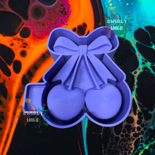 3D Cherry Hearts Bow Freshie Mold