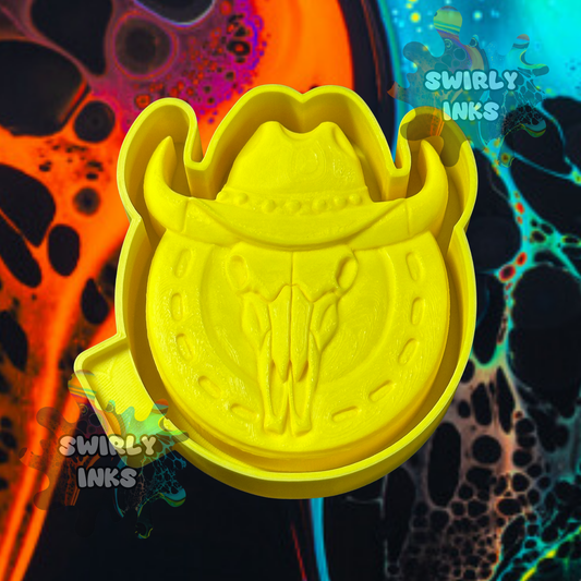 3D Cow Skull Cowboy Hat and Horse Shoe Freshie Mold