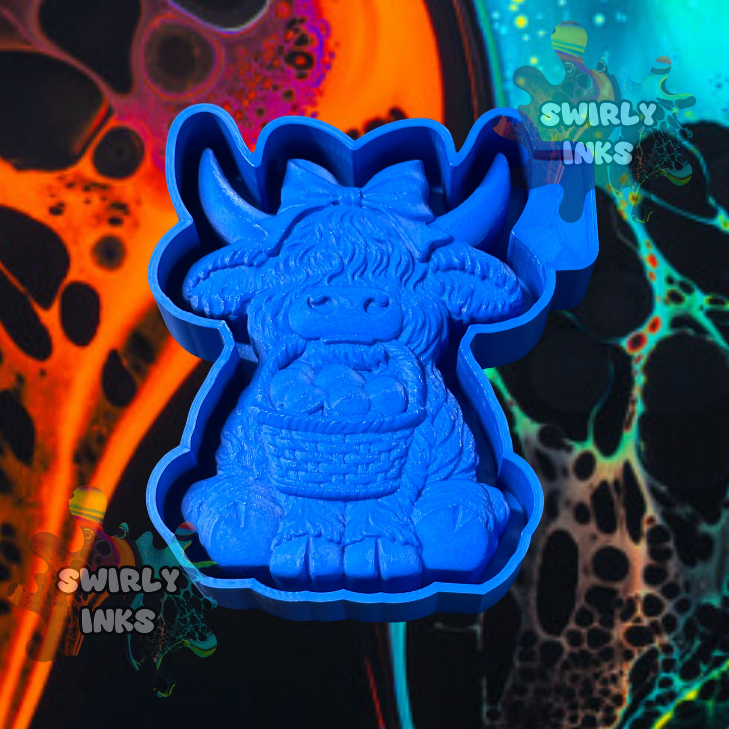 3D Cow with Basket Freshie Mold